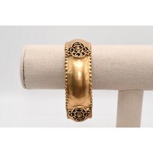 Chico’s Gold Tone Bangle Bracelet Wide Textured Ornate Design